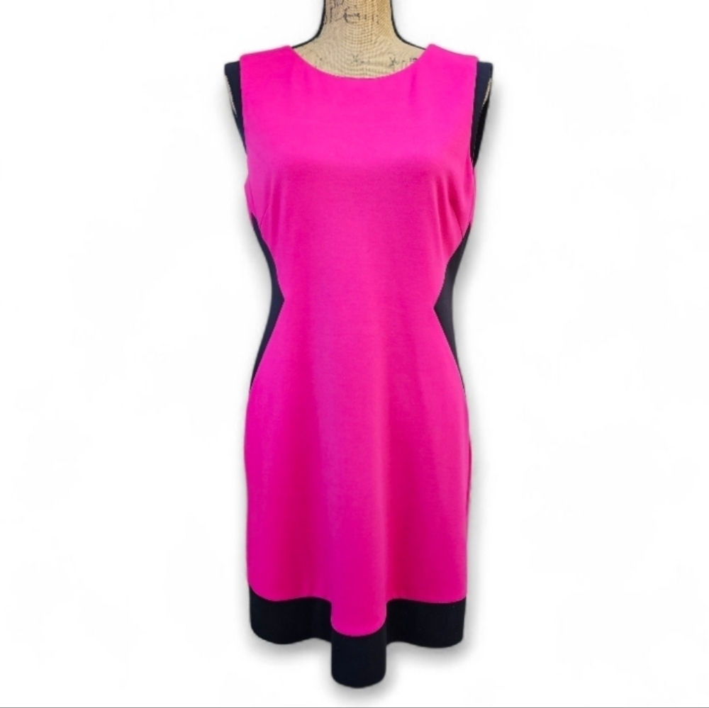 Tahari Chic Pink and Black Sleeveless Mini Dress, Size 6